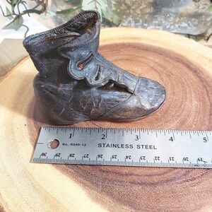 Antique 1800's Leather Baby Bootie Boot Manufacturers Stamp still visible bottom